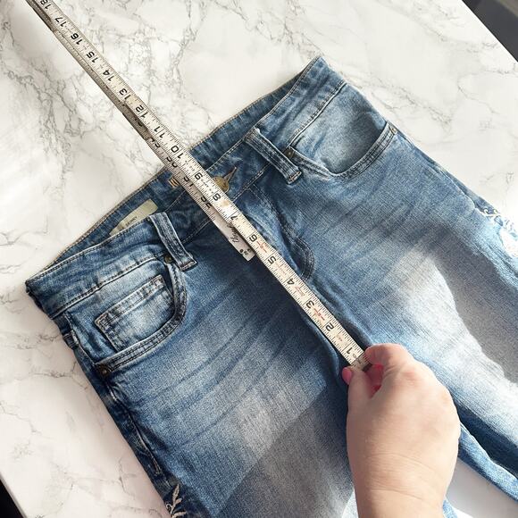 Kut from the Kloth Skinny Crochet Lace Floral Blue Jeans Women’s‎ Size 4 - Picture 11 of 12